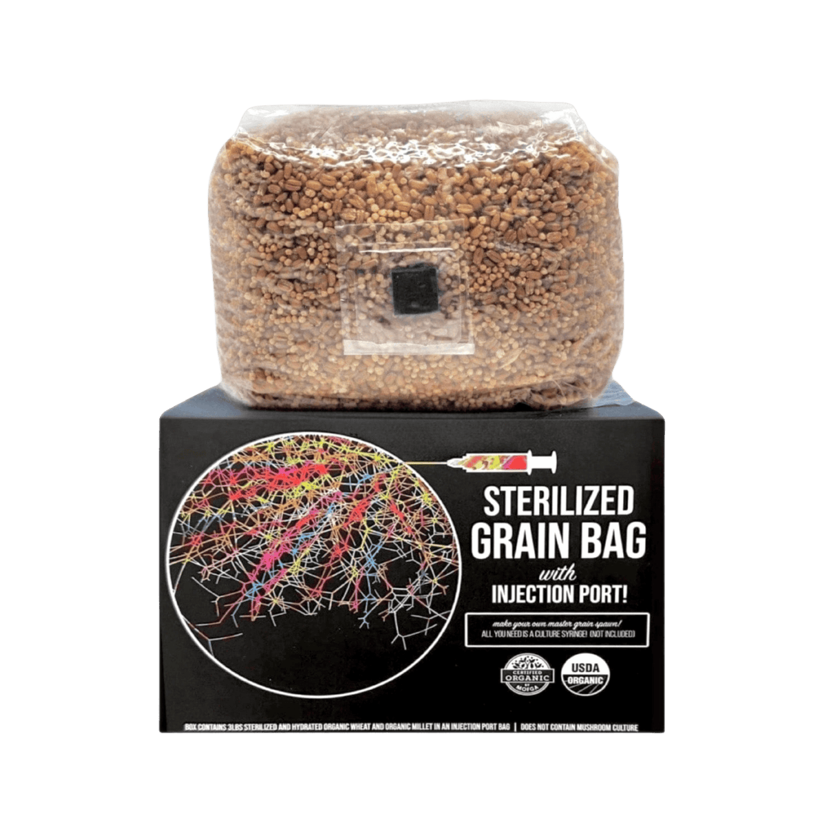 North Spore organic sterilized grain bag with injection port